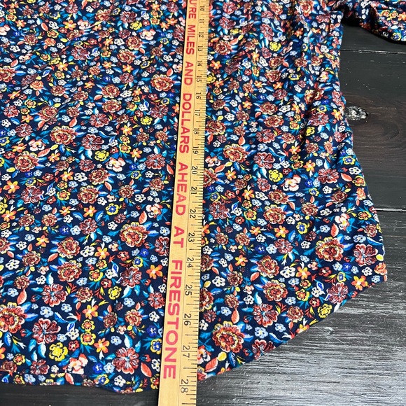 Old Navy Floral V-Neck Blouse - Blue and Red - Picture 8 of 9